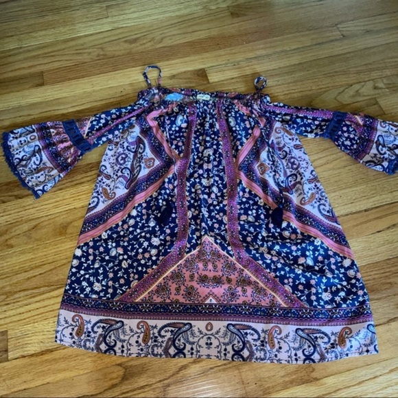 50 Mason & Belle Boho Peasant Cold Shoulders Blouse - Picture 1 of 5